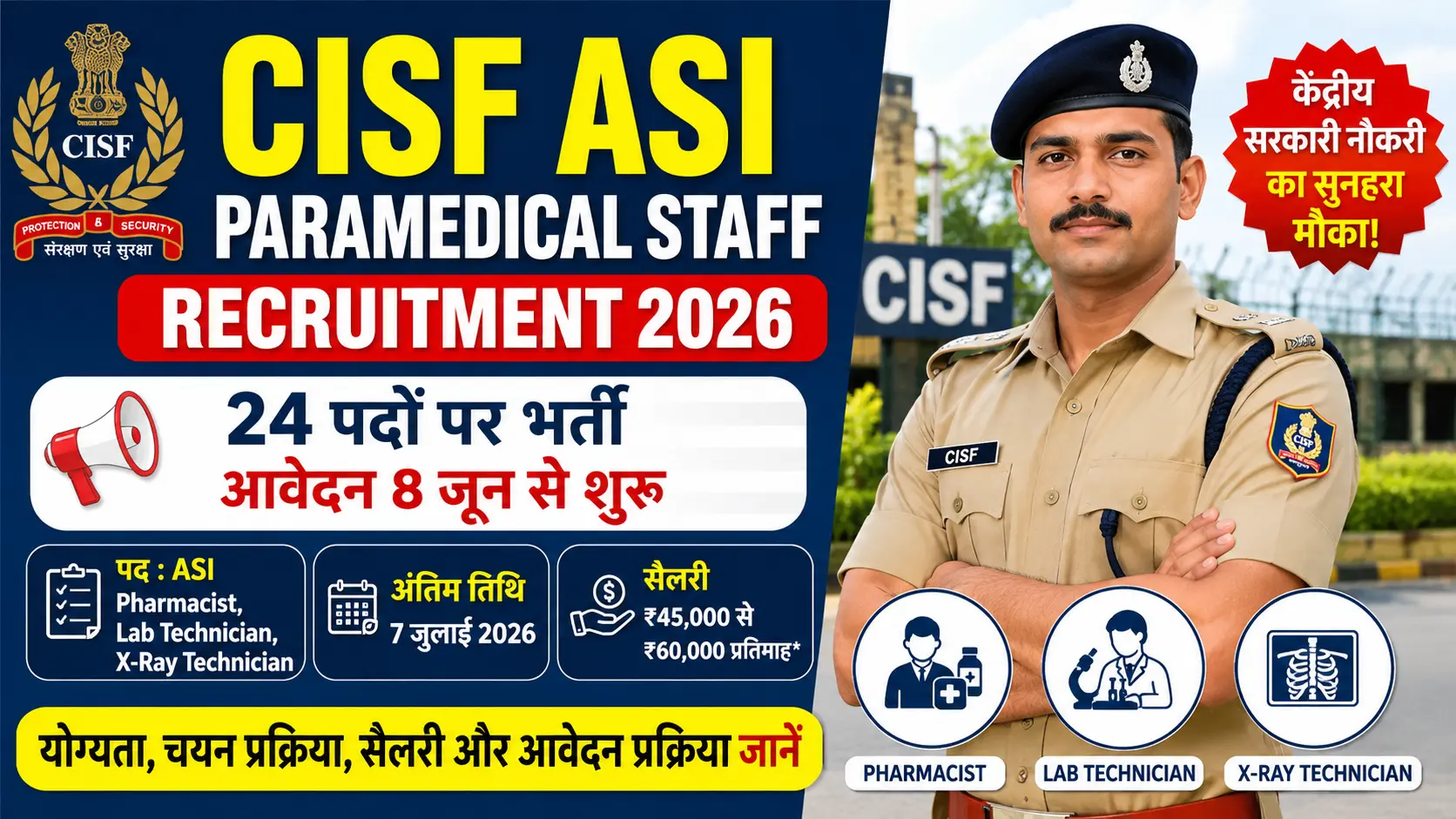 CISF ASI Paramedical Staff Recruitment 2026