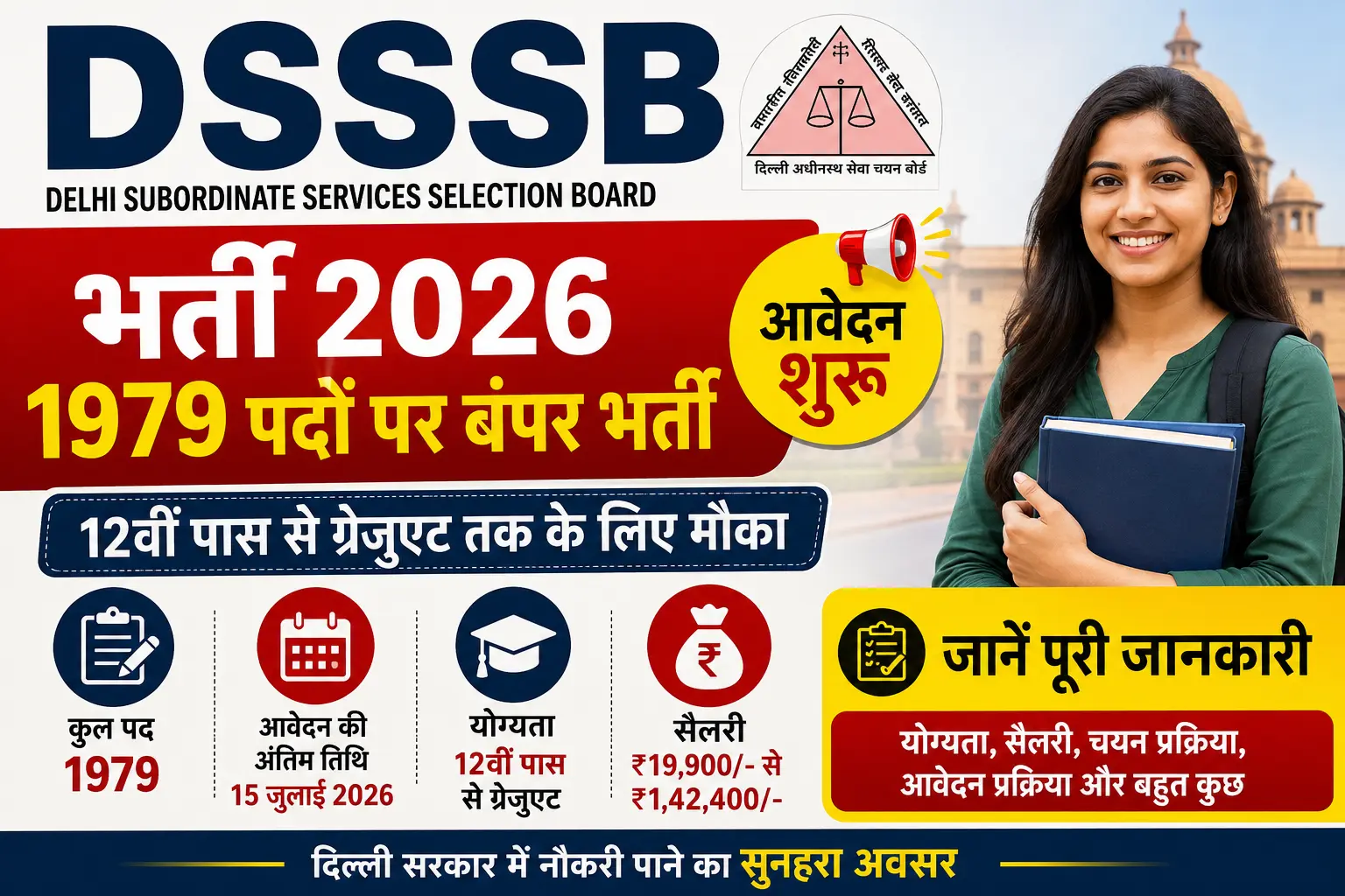 DSSSB Recruitment 2026 DSSSB Recruitment 2026 1979 Vacancy Apply Online