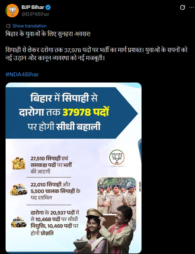 bjp bihar Bihar Police Vacancy 2026